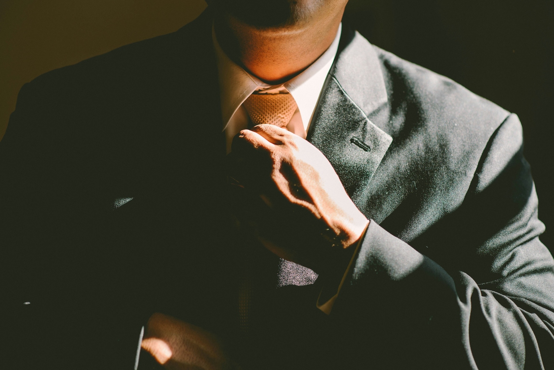 close up a suit and tie