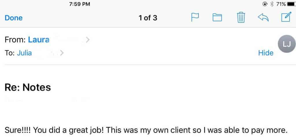 Julia pivoted from proofreading to writing for a great reason