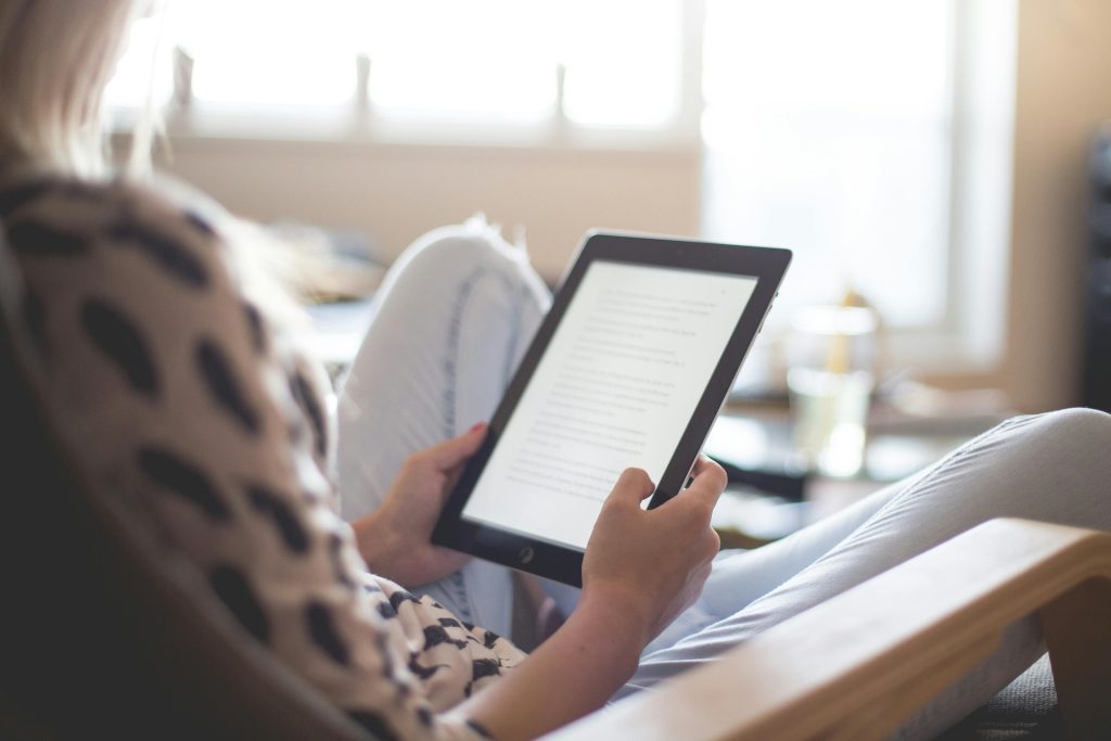 reading on a kindle at home