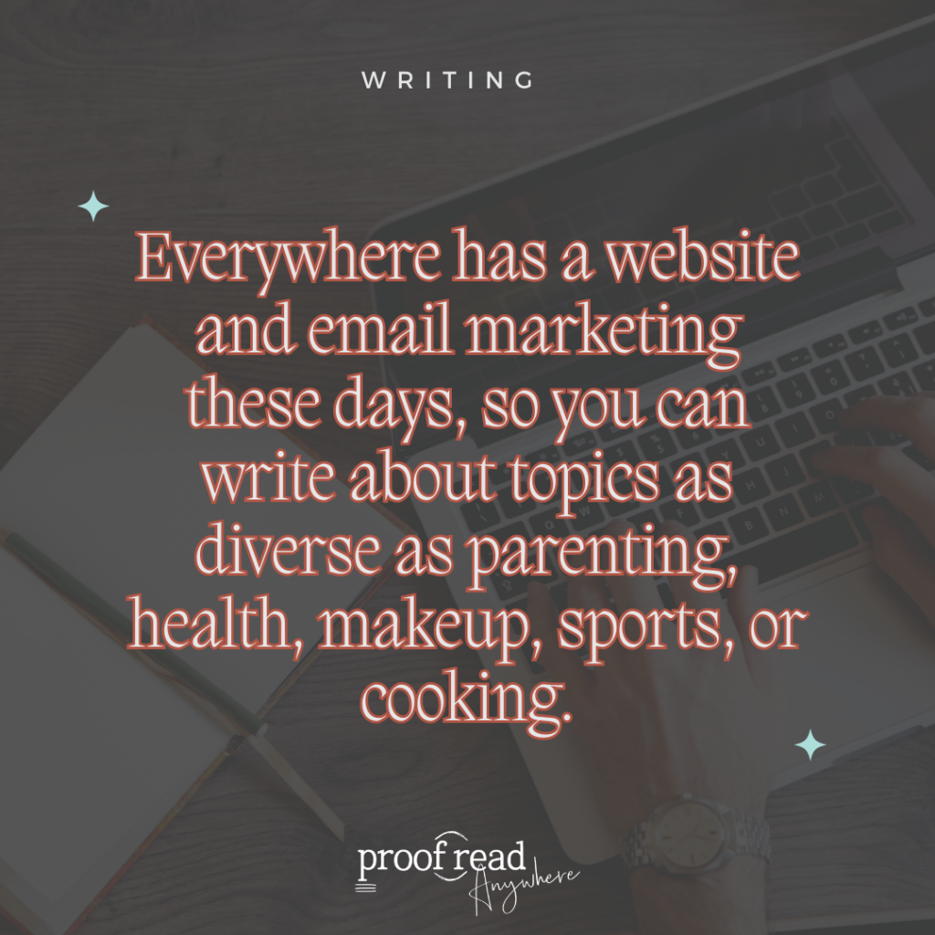 The image describes the side hustle that pays weekly: Writing