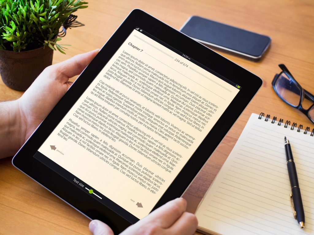 reading text on a digital reading device
