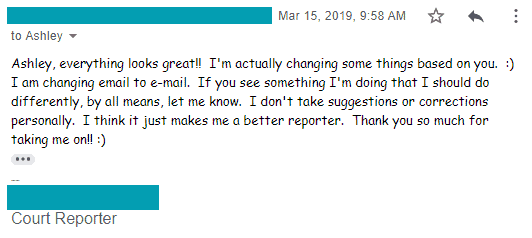 Ashley Peacock testimonial