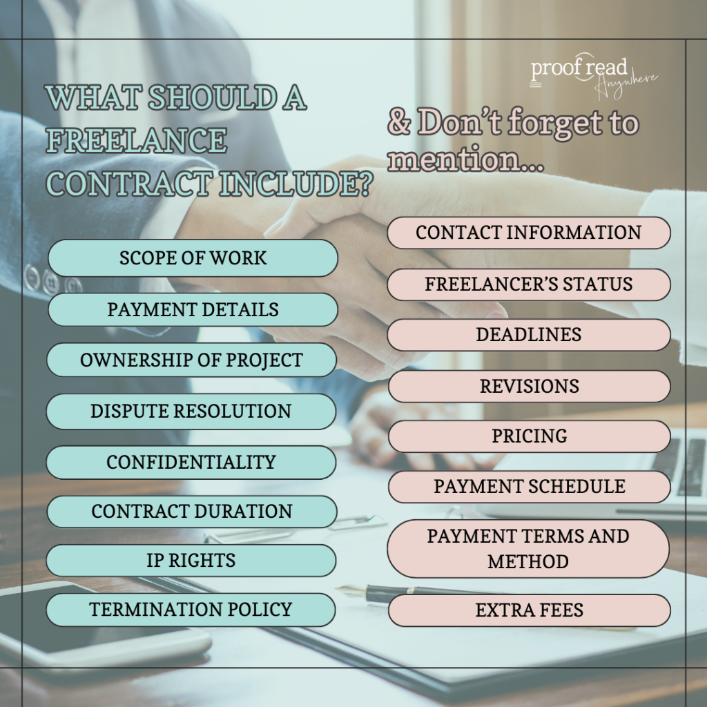 Explains what a freelance contract should include